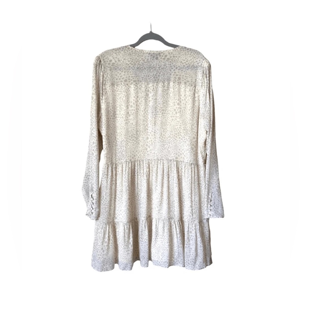 PAIGE Truett Ruffle Long Sleeve Silk Dress Cream Dress, waist tie missing - Picture 7 of 10